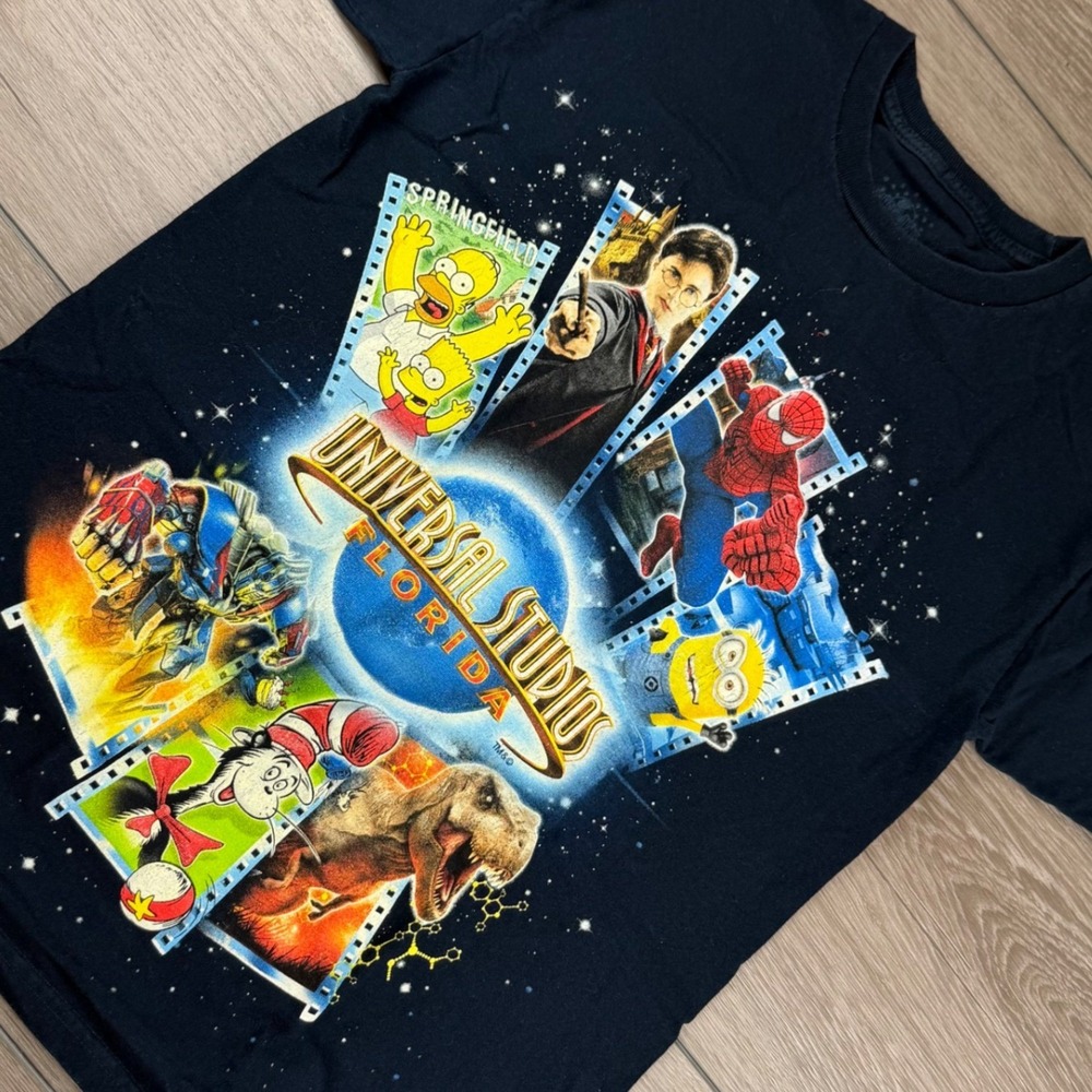 Universal Studios Florida Unisex T-Shirt Movie Characters Graphic Black S